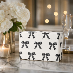 Elegant zwart satijnen strikpatroon Chic minimaa Cadeaupapier