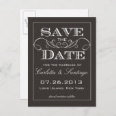 Elegant Zwart Save the Date Aankondiging (Voorkant / Achterkant)