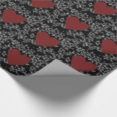 Elegant zwart schilferkant/rood hart inpakpapier (Hoek)