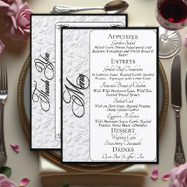 Elegant zwart schrift op witte menu & dank je wel