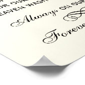 Elegant zwart schrift trouwherdenkingbord poster (Hoek)