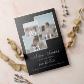 Elegant zwart script 3 foto bruiloft bewaar de dat magnetische uitnodiging