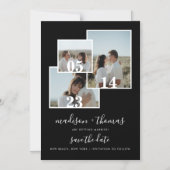 Elegant zwart script 3 foto bruiloft bewaar de dat magnetische uitnodiging (Voorkant)