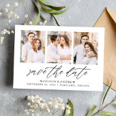 Elegant zwart script 3 fotocollage save the date