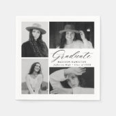 Elegant zwart Script 4 Foto Afstuderen Servet (Voorkant)