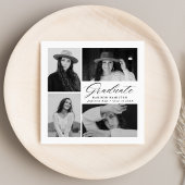 Elegant zwart Script 4 Foto Afstuderen Servet