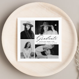 Elegant zwart Script 4 Foto Afstuderen Servet