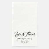 Elegant zwart script aangepast Liefde & Bedankt br Servet (Voorkant)