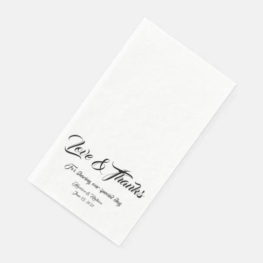 Elegant zwart script aangepast Liefde & Bedankt br Servet (Hoek)
