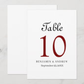 Elegant zwart script acryl boog tabel nummer kaart (Voorkant / Achterkant)