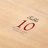 Elegant zwart script acryl boog tabel nummer uitnodigingen (Laagn)