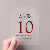 Elegant zwart script acryl boog tabel nummer uitnodigingen (Insitu (Draagbaar))