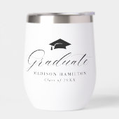 Elegant zwart script Afstuderen naam & jaar (Links)