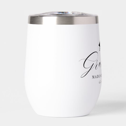 Elegant zwart script Afstuderen naam & jaar (Voorkant)