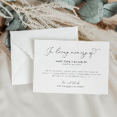 Elegant zwart script begrafenis bedankkaart