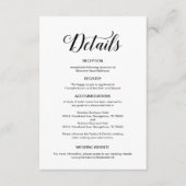 Elegant zwart script, bruiloft details informatie informatiekaartje (Voorkant)