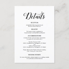 Elegant zwart script, bruiloft details informatie informatiekaartje