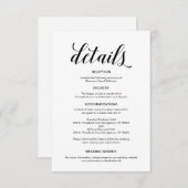 Elegant zwart script, bruiloft details informatie informatiekaartje (Voorkant / Achterkant)
