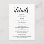 Elegant zwart script, bruiloft details informatie informatiekaartje (Voorkant)