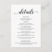 Elegant zwart script, bruiloft details informatie informatiekaartje (Voorkant)