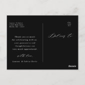 Elegant zwart script bruiloft foto dank u zwart briefkaart (Achterkant)