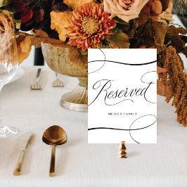 Elegant Zwart Script Bruiloft Gereserveerd Tafelte