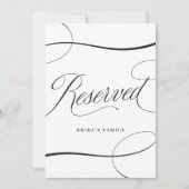 Elegant Zwart Script Bruiloft Gereserveerd Tafelte (Voorkant)