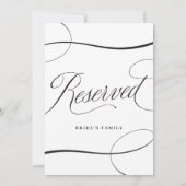 Elegant Zwart Script Bruiloft Gereserveerd Tafelte (Achterkant)