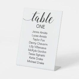 Elegant zwart script bruiloft zitgrafiek reclamebord met voetstuk