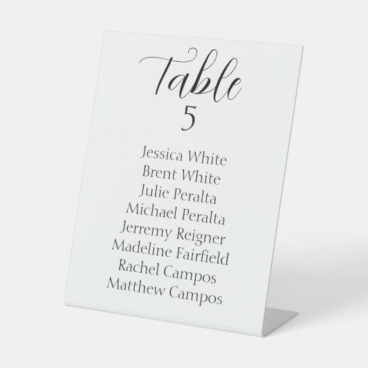 Elegant Zwart Script Bruiloft Zittafel Reclamebord Met Voetstuk (Voorkant)