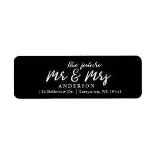 Elegant zwart script De toekomst Mr en Mrs Etiket
