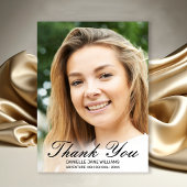 Elegant zwart script foto Afstuderen dank u Bedankkaart