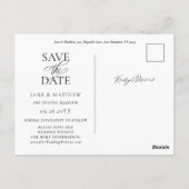 Elegant Zwart Script & Foto Bruiloft Save the Date Briefkaart (Achterkant)