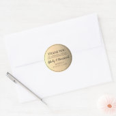 Elegant zwart script goud dank u bruiloft gunst ronde sticker (Envelop)