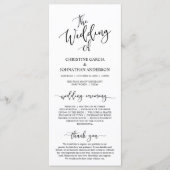 Elegant zwart script, huwelijksceremonie programmakaart (Voorkant)