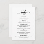 Elegant zwart script, huwelijksgegevens informatiekaartje (Voorkant / Achterkant)