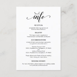 Elegant zwart script, huwelijksgegevens informatiekaartje