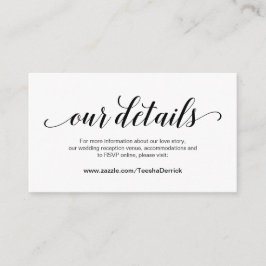 Elegant zwart script, huwelijksgegevens, online RS Informatiekaartje
