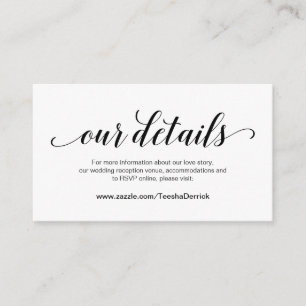 Elegant zwart script, huwelijksgegevens, online RS Informatiekaartje