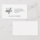 Elegant zwart script, huwelijksgegevens, online RS Informatiekaartje (Voorkant / Achterkant)