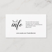 Elegant zwart script, huwelijksgegevens, online RS Informatiekaartje (Voorkant)