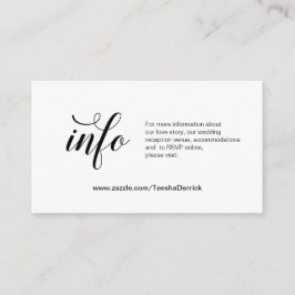 Elegant zwart script, huwelijksgegevens, online RS Informatiekaartje