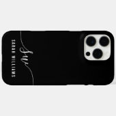 Elegant zwart script Initiaal monogram Case-Mate iPhone Case (Achterkant (horizontaal))