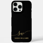 Elegant zwart script Initiaal monogram Case-Mate iPhone Case (Achterkant)