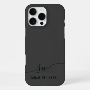 Elegant zwart script Initiaal monogram iPhone 16 Pro Max Hoesje