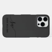 Elegant zwart script Initiaal monogram iPhone Hoesje (Achterkant horizontaal)