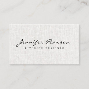 Elegant zwart script logo chic modern beige linnen visitekaartje