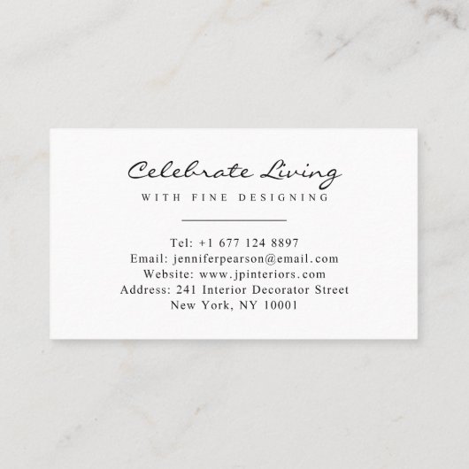 Elegant zwart script logo chique modern beige linn visitekaartje (Achterkant)
