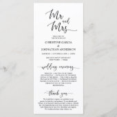 Elegant zwart script, meneer en mevrouw, huwelijks programmakaart (Voorkant)