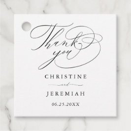 Elegant zwart script minimalistische bruiloft bedankjes labels